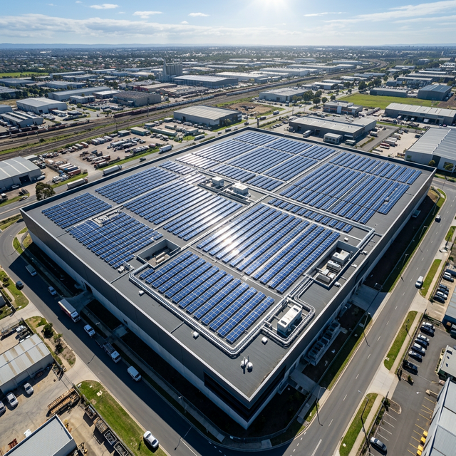Commercial solar panel rooftop installation